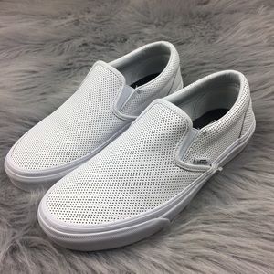Vans Perf Leather White Slip On shoes Size 7.5